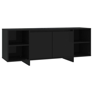 Szafka pod TV, czarna, 130x35x50 cm, płyta wiórowa