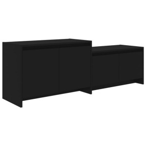 Szafka pod TV, czarna, 146,5x35x50 cm, płyta wiórowa