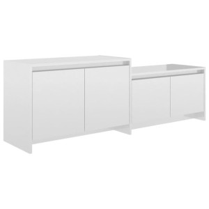 Szafka pod TV, wysoki połysk, biała, 146,5x35x50 cm, płyta