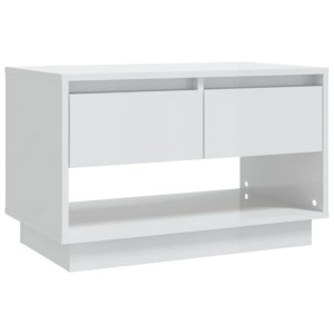 Szafka pod TV, wysoki połysk, biała, 70x41x44 cm, płyta wiórowa