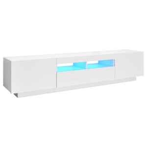 Szafka TV z oświetleniem LED, biała, 180x35x40 cm