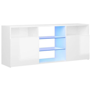 Szafka TV z oświetleniem LED, biała, połysk, 120x30x50 cm