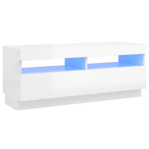 Szafka TV z oświetleniem LED, biel z połyskiem, 100x35x40 cm