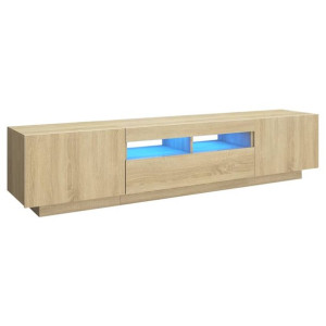 Szafka TV z oświetleniem LED, kolor dąb sonoma, 180x35x40 cm