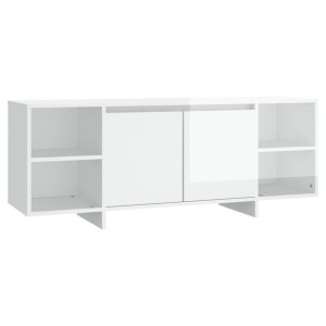 Szafka TV, wysoki połysk, biała, 130x35x50 cm, płyta wiórowa
