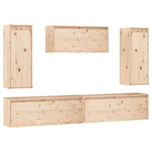 Szafki pod TV, 5 szt., lite drewno sosnowe
