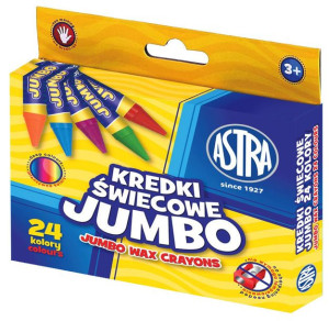 Kredki świecowe 24 kolory Jumbo 9mm/100mm ASTRA