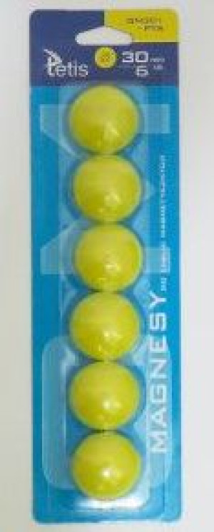 Magnesy do tablic 30mm/6 żółty gładki. TETIS
