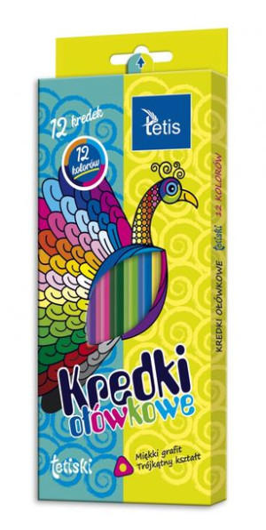 Kredki tetiski trójkątne 12kol