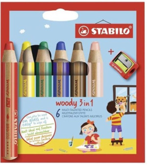 Kredki 6 kolorów Woody 3w1 STABILO 8806