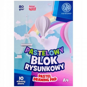 Blok kolorowy barwiony w masie ASTRAPAP PASTEL A4 80g 10 ark