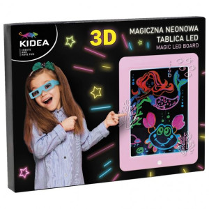 Magiczna neonowa tablica 3D LED różowa Kidea