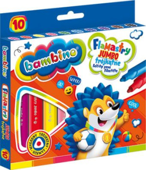 Flamastry 10kol Jumbo Bambino trójkątne standard MAJEWSKI mix p12