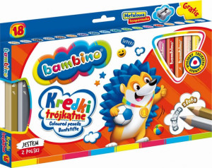 Kredki BAMBINO trójkątne 18kol.w drewnie+temp. mix MAJEWSKI p4