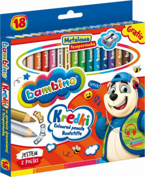 Kredki 18kol Bambino drewno+temp p8 MAJEWSKI mix Cena za 1szt