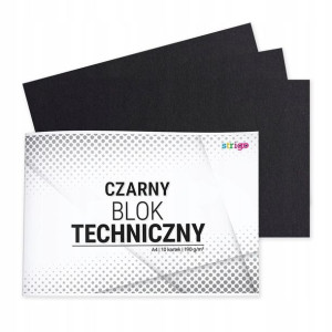 Blok techniczny A4 10k 190g czarny strigo
