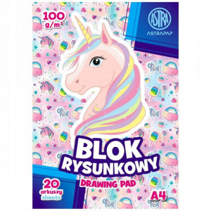 Blok rysunkowy A4 20ark 100g Puppy&Unicorn&Mini ASTRAPAP