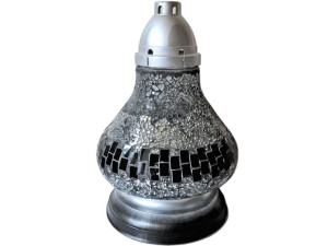 Znicz znicze lampion KARAFA MAŁA SREBRNO-CZARNA+WKŁAD