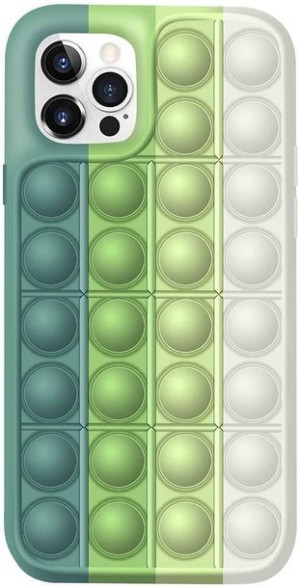 Etui Iphone 12 Pro Max Bąbelkowe Elastyczne Push Bubble Case Zielono-białe