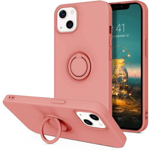 Etui Iphone 13 Silikonowe Ring Pierścień Magnetyczny Silicone Ring Różowe