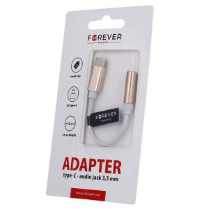 Adapter Usb Typ C Na Minijack 3,5mm Przejściówka Forever Złoty