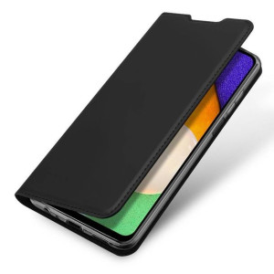 Etui Samsung Galaxy A03s Z Klapką Dux Ducis Skórzane Skin Leather Czarne