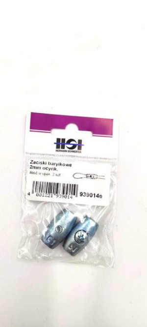 Zaciski baryłkowe 2mm ocynk.