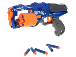 Pistolet na piankowe strzałki bębenkowy Blaze Storm + 20 strzałek niebieski
