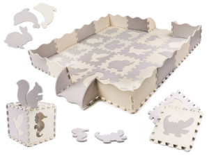 Puzzle Piankowe Mata / Kojec Dla Dzieci 36el. Szary-ecru