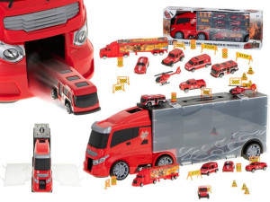 Transporter ciężarówka TIR wyrzutnia w walizce + 7 aut straż pożarna