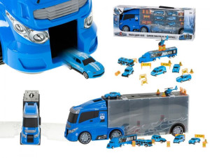 Transporter ciężarówka TIR wyrzutnia w walizce + 7 aut policja