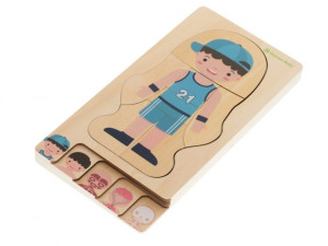 Puzzle Drewniane Warstwowe Budowa Ciała Montessori Chłopiec