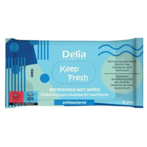 DELIA Keep Fresh Odświeżajace Chusteczki nawilżane - Antibacterial 1op, 15s