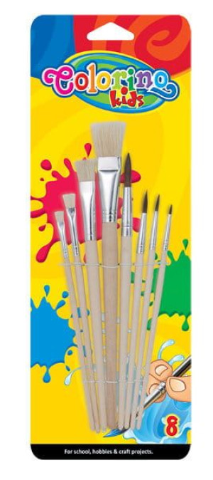 Pędzelki szkolne 8 szt. blister Colorino Kids