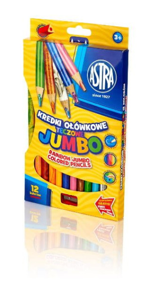 Kredki ołówkowe Jumbo tęczowe 12 kolorów ASTRA