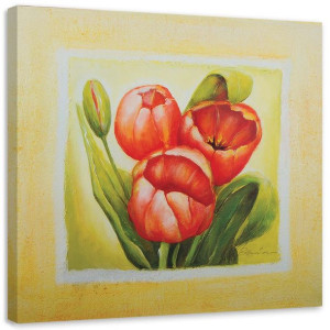 OBRAZY DO SALONU Czerwone Tulipany Kwiaty 40x40