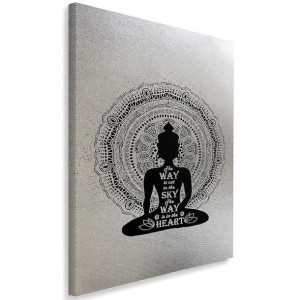 OBRAZ SREBRNY Medytujący Buddha 40x60