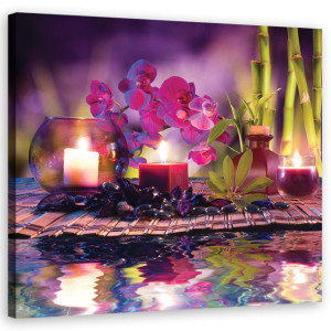 OBRAZ NA PŁÓTNIE Spa Orchidea Świeca 40x40