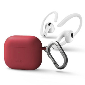 Uniq Etui Nexo Airpods 3 Gen + Ear Hooks Silicone Czerwony/coral