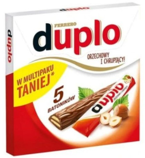 1x91g DUPLO wafel z nadzieniem orzechowym 5-pak