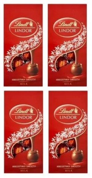 4x100g LINDT Lindor Milk praliny