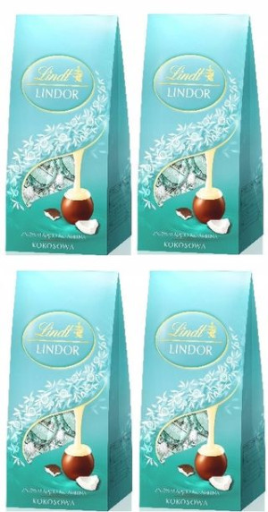 4x100g LINDT Lindor Praliny Coconut