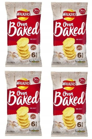 4x150g WALKERS Oven Baked sea salt chipsy 6pack UK