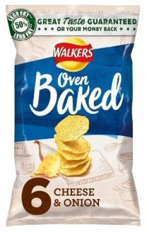 6x25g WALKERS Oven Baked cheese&onion chips UK
