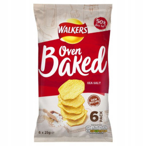 6x25g WALKERS Oven Baked sea salt chipsy UK