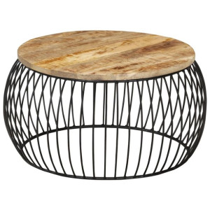 Stolik kawowy, Ø68 cm, surowe drewno mango