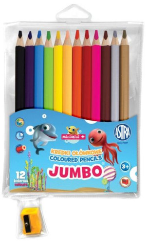Astra Kredki Ołówkowe Jumbo Okrągłe 12 Kolorów