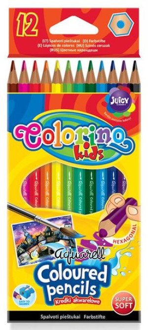 Colorino Kredki Akwarelowe 12 Kolorów + Pędzelek