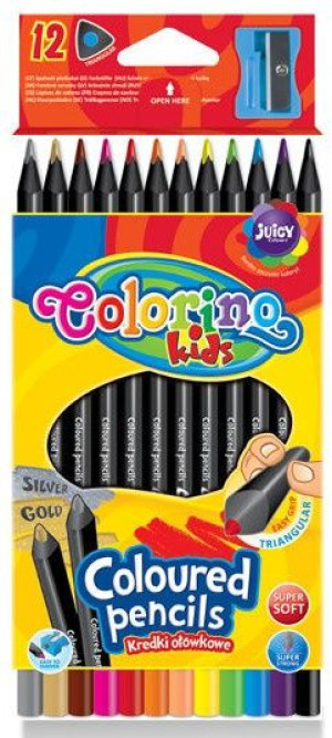 Colorino Kredki Ołówkowe Czarne Drewno 12 Kolorów