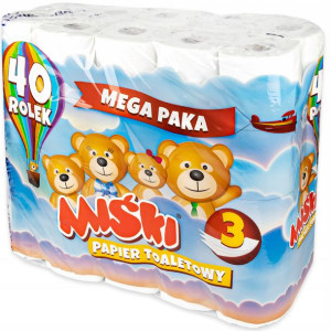 PAPIER TOALETOWY MIŚKI biały 3 warstwy 40 ROLEK